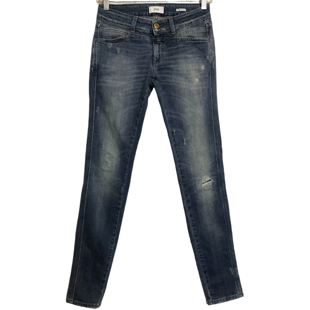 Closed Pedal Star Distressed Skinny Stretch Denim Blue Jeans 25